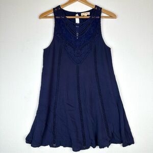 Black Swan Sleeveless Lace & Eyelet A-line Mini Dress